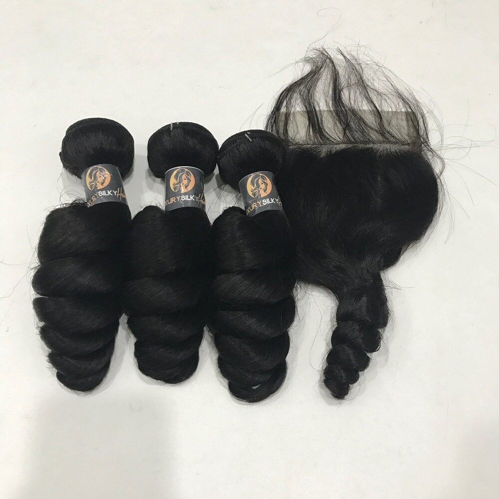 Mink 3 Bundles with Closure | Loose Wave - LuxurySilkyHair